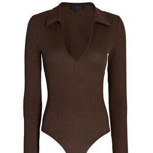 THE RANGE Jumbo Stark Waffle Polo Bodysuit in Espresso